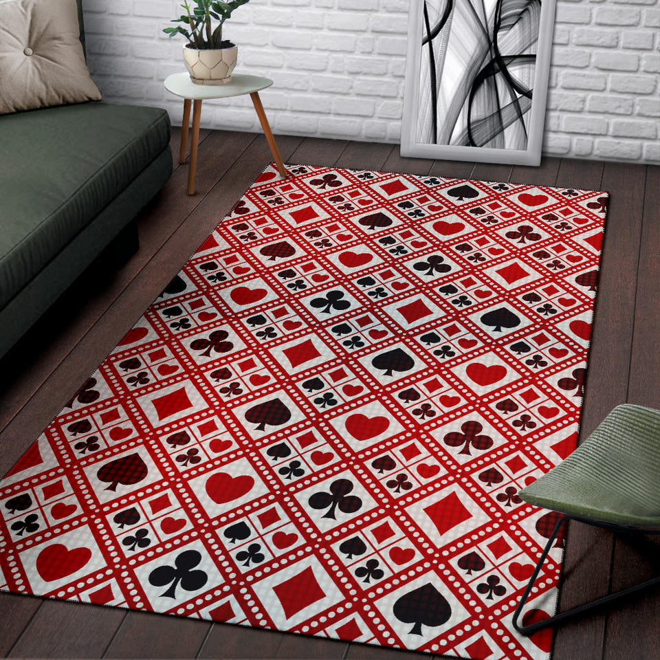 Casino Cards Suits Pattern Print Design 03 Area Rug