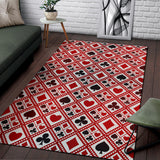 Casino Cards Suits Pattern Print Design 03 Area Rug