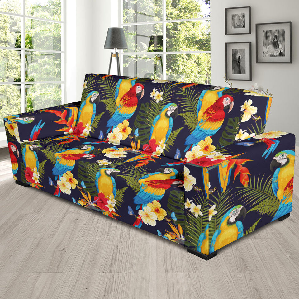 Colorful Parrot Flower Pattern Sofa Slipcover