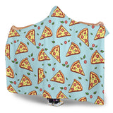 Hand Drawn Pizza Blue Background Hooded Blanket