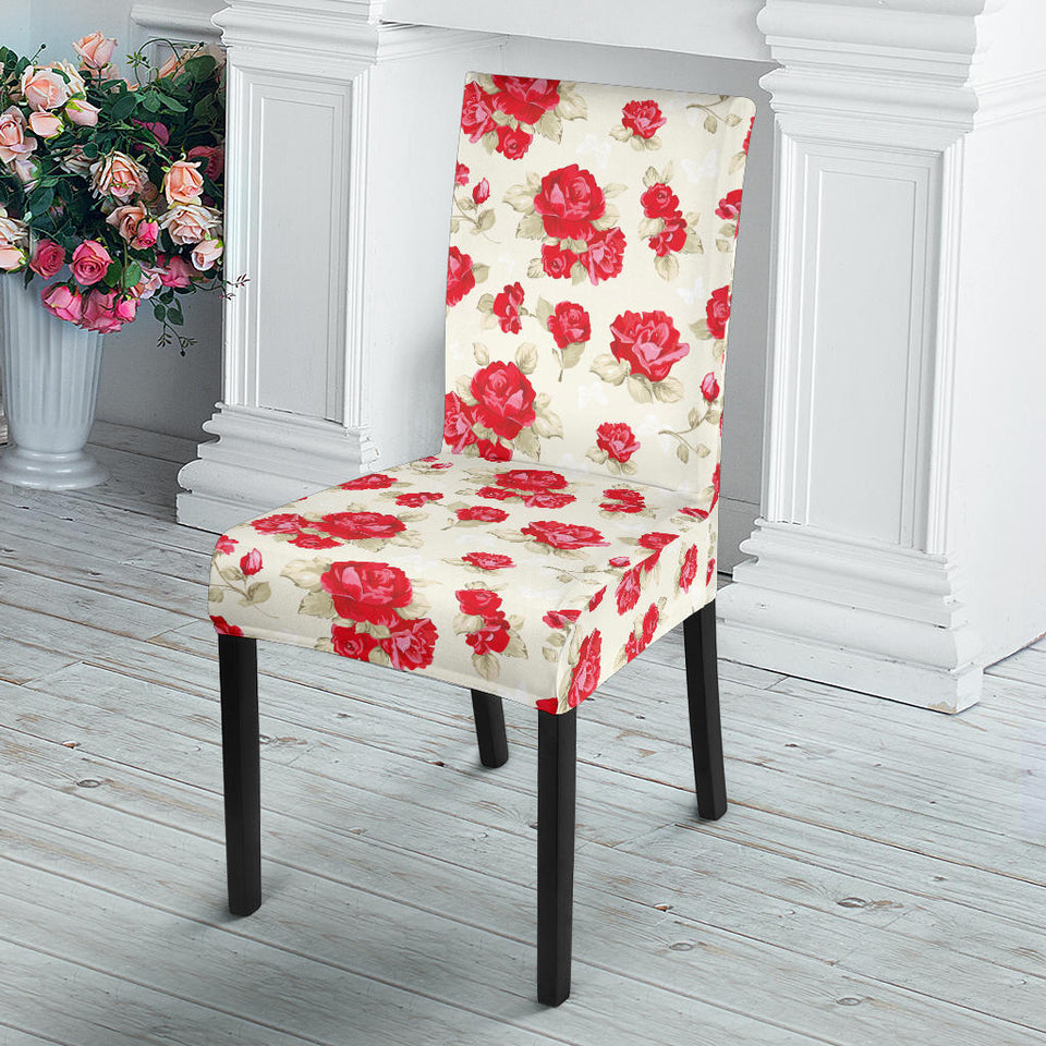 Rose Pattern Print Design 01 Dining Chair Slipcover