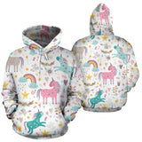 Colorful Unicorn Pattern Men Women Pullover Hoodie