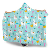 Llama Alpaca Cactus Leaves Pattern Hooded Blanket
