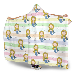 Cute Hand Drawn Mermaid Hooded Blanket