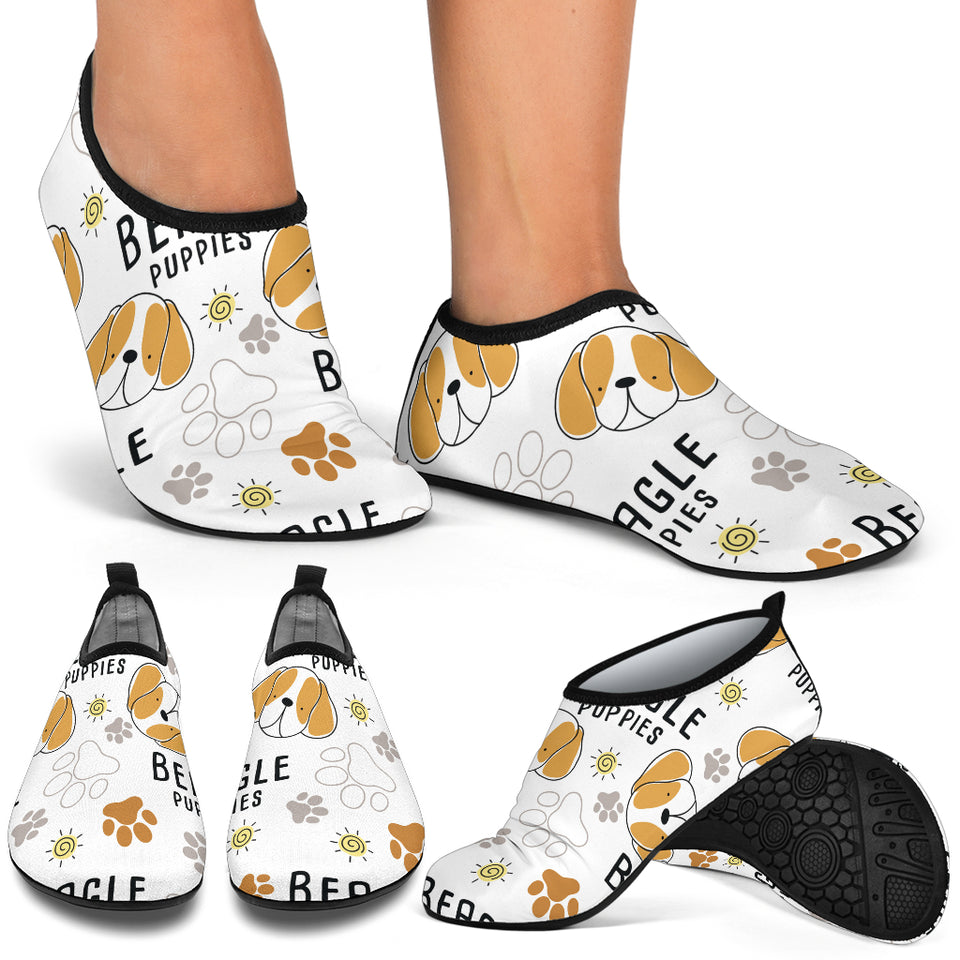 Cute Beagle Dog Pattern Background Aqua Shoes