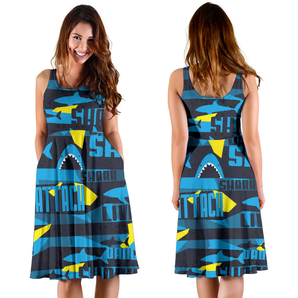 Shark Dangerous Sleeveless Midi Dress