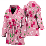 Cherry Flower Pattern Pink Background Women'S Bathrobe