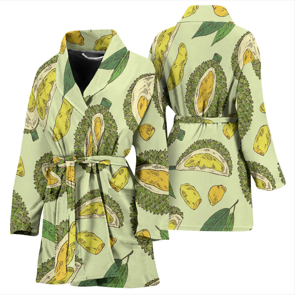 Durian Leaves Pattern Background Women'S Bathrobe