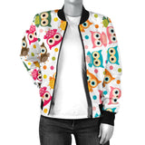 Color Cute Owl Pattern Women'S Bomber Jacket