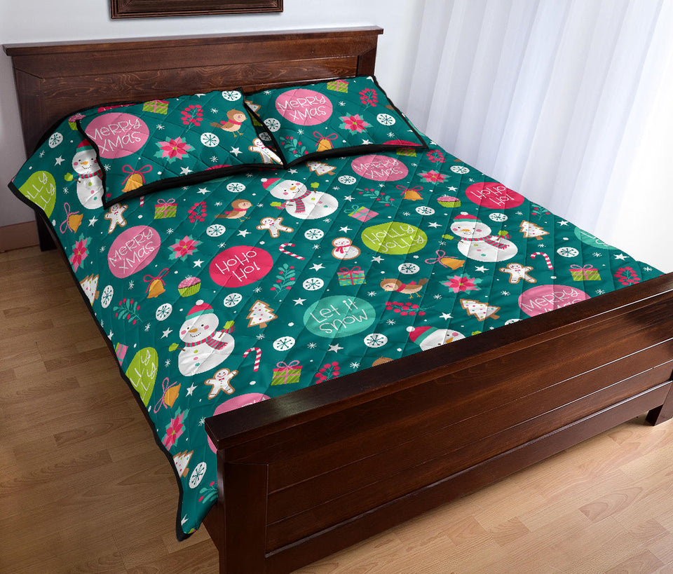 Snowman bird decorative elements christmas pattern Quilt Bed Set