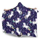 Hand Drawn Cute Unicorn Star Planet Hooded Blanket