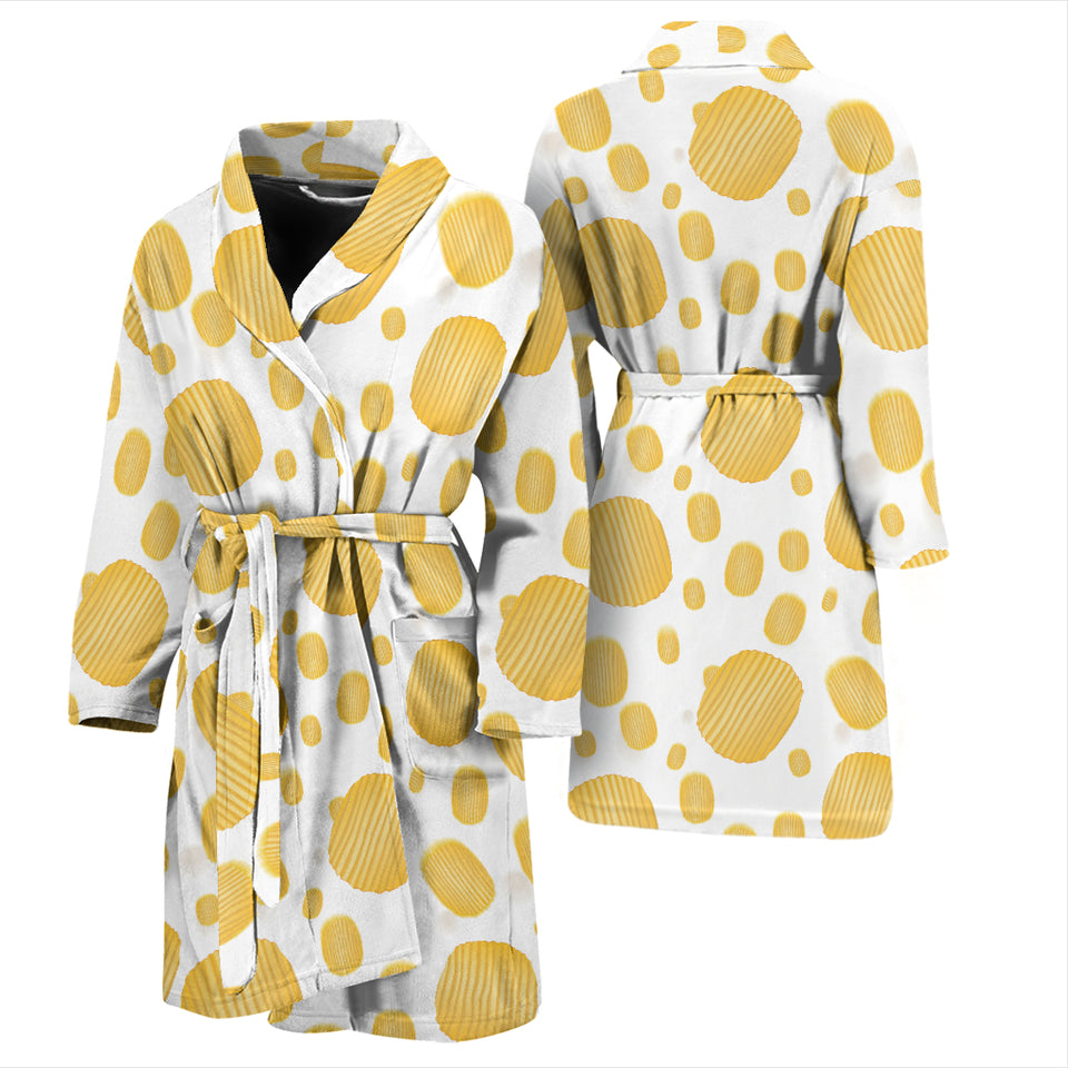 Potato Chips Pattern Print Design 03 Men's Bathrobe