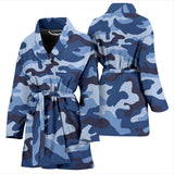 Blue Camo Camouflage Pattern Women'S Bathrobe