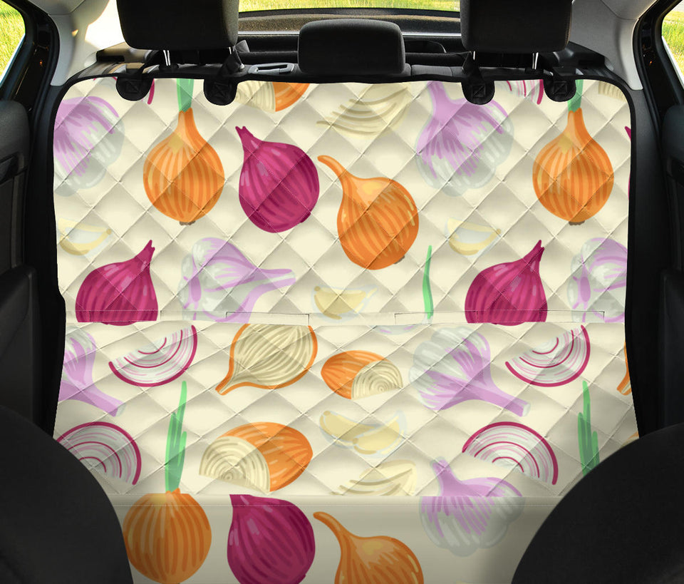 Onion Garlic White Red Pattern Dog Car Seat Covers