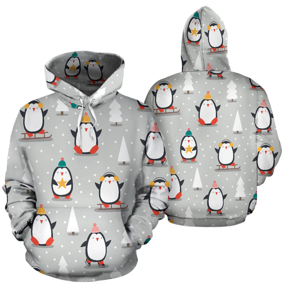 Cute Penguin Christmas Pattern Men Women Pullover Hoodie