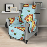 Hand drawn pizza blue background Chair Cover Protector