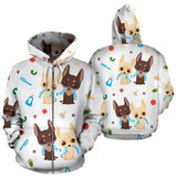 Cute Chihuahua Dog Pattern Zip Up Hoodie