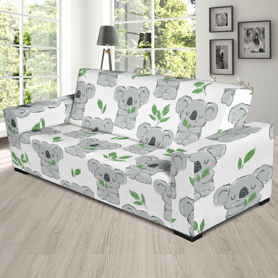 Hand Drawn Koala Leaves Pattern Sofa Slipcover