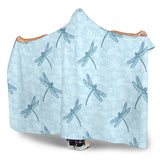 Dragonfly Pattern Blue Background Hooded Blanket