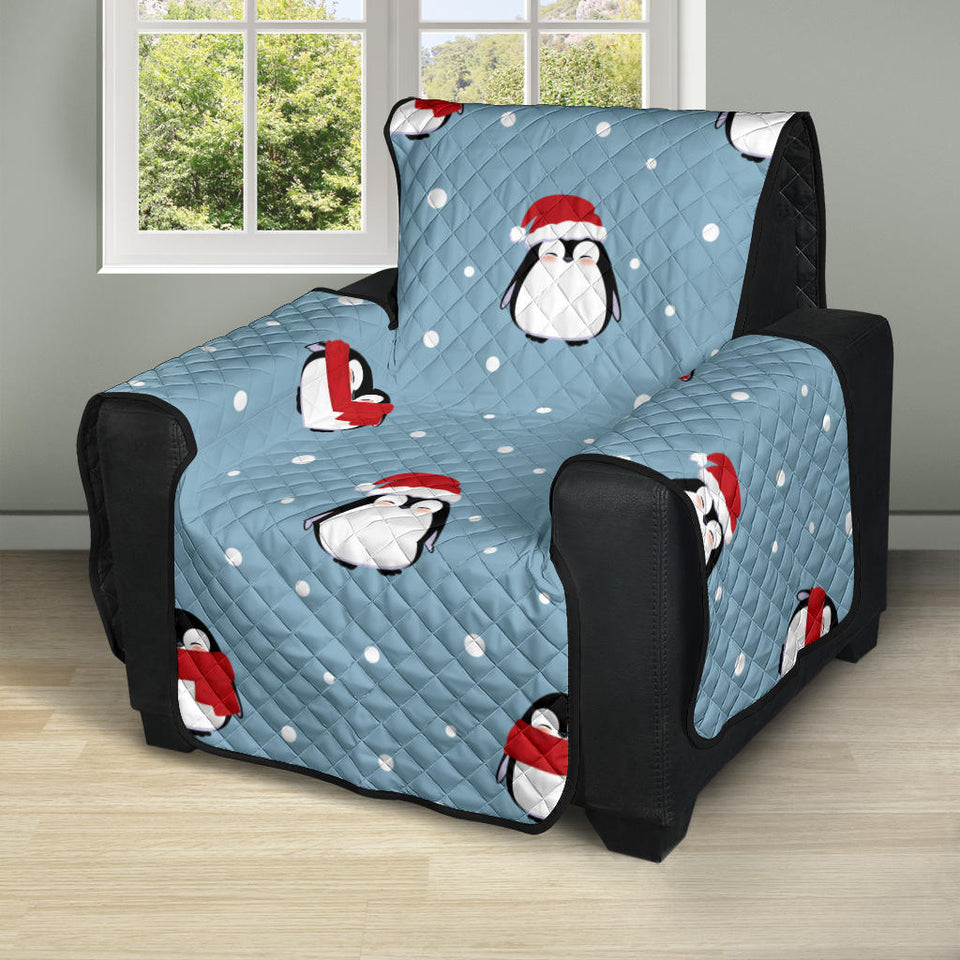 Cute penguin christmas snow pattern Recliner Cover Protector