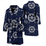 Nautical Steering Wheel Design Pattern Men'S Bathrobe