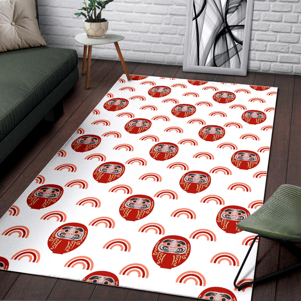 Daruma Japanese Wooden Doll Design Pattern Area Rug