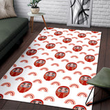 Daruma Japanese Wooden Doll Design Pattern Area Rug