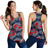 Koi Fish Carp Fishs hand drawn japanese art Women Racerback Tank Top