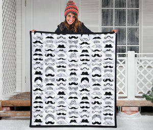 Mustache Beard Pattern Print Design 04 Premium Quilt
