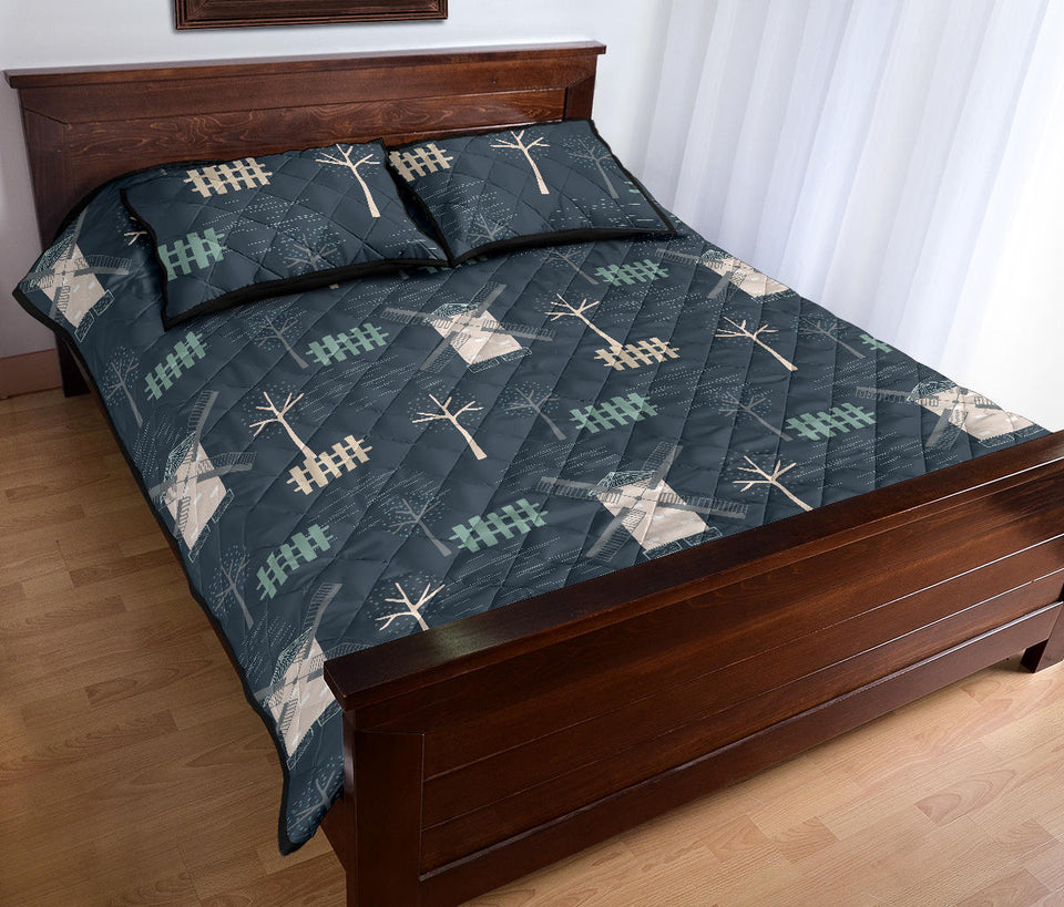 windmill tree pattern Quilt Bed Set