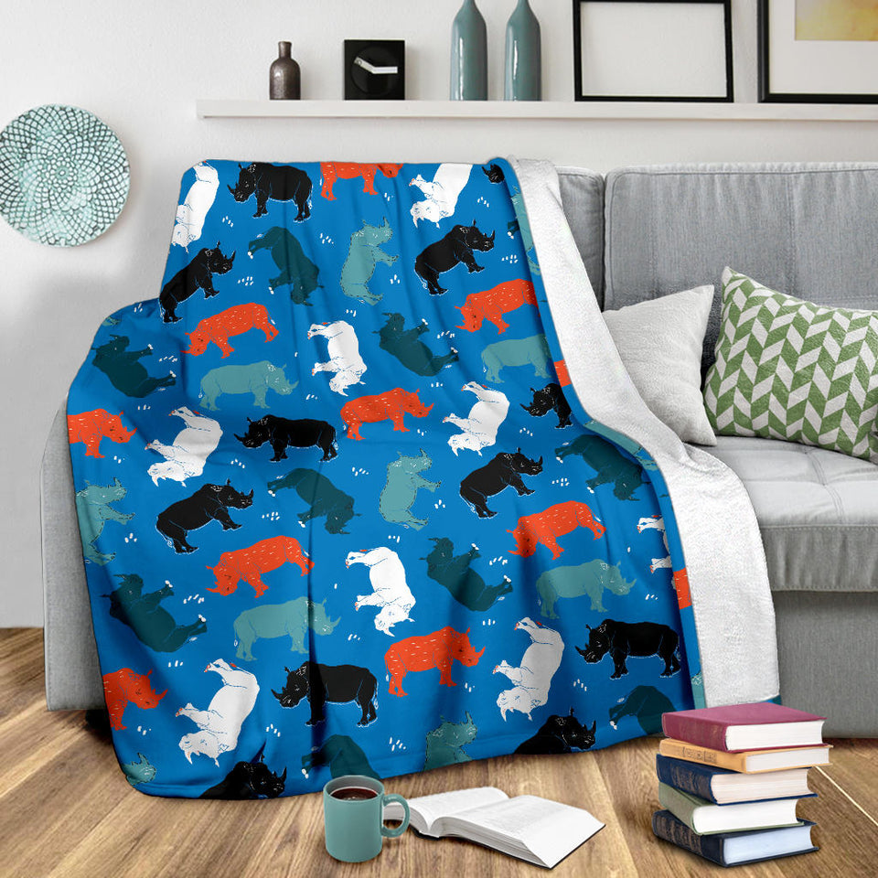 Colorful Rhino Pattern Premium Blanket