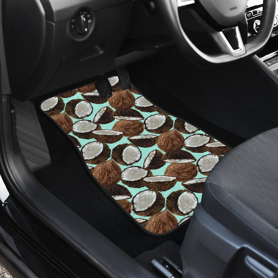 Coconut Pattern Print Design 03 Front and Back Car Mats