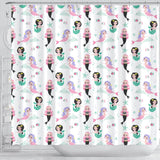 Cute Mermaid Dolphin Fish Starfish Pattern Shower Curtain Fulfilled In US