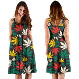 Canabis Marijuana Weed Pattern Print Design 02 Sleeveless Midi Dress