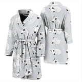 Bull Terrier Pattern Print Design 01 Men's Bathrobe