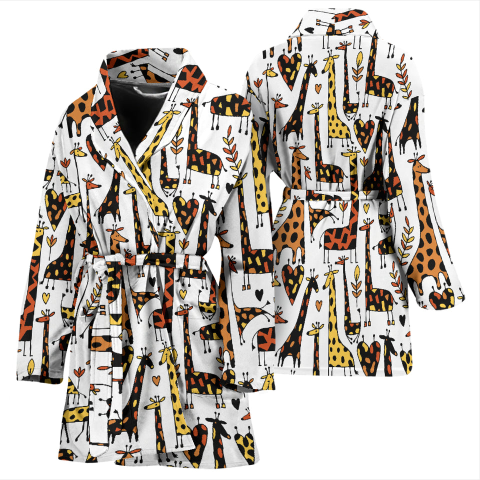 Giraffe Pattern Print Design 05 Women's Bathrobe