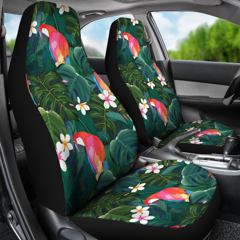 Parrot Palm Tree Leaves Flower Hibiscus Pattern  Universal Fit Car Seat Covers