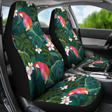 Parrot Palm Tree Leaves Flower Hibiscus Pattern  Universal Fit Car Seat Covers