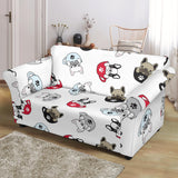 French Bulldog Cup Paw Pattern Loveseat Couch Slipcover