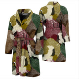 Japanese Cranes Flying Forest Dot Pattern Men'S Bathrobe