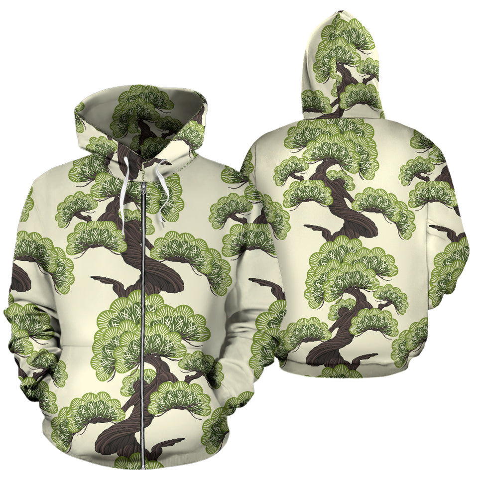 Bonsai Pattern Zip Up Hoodie