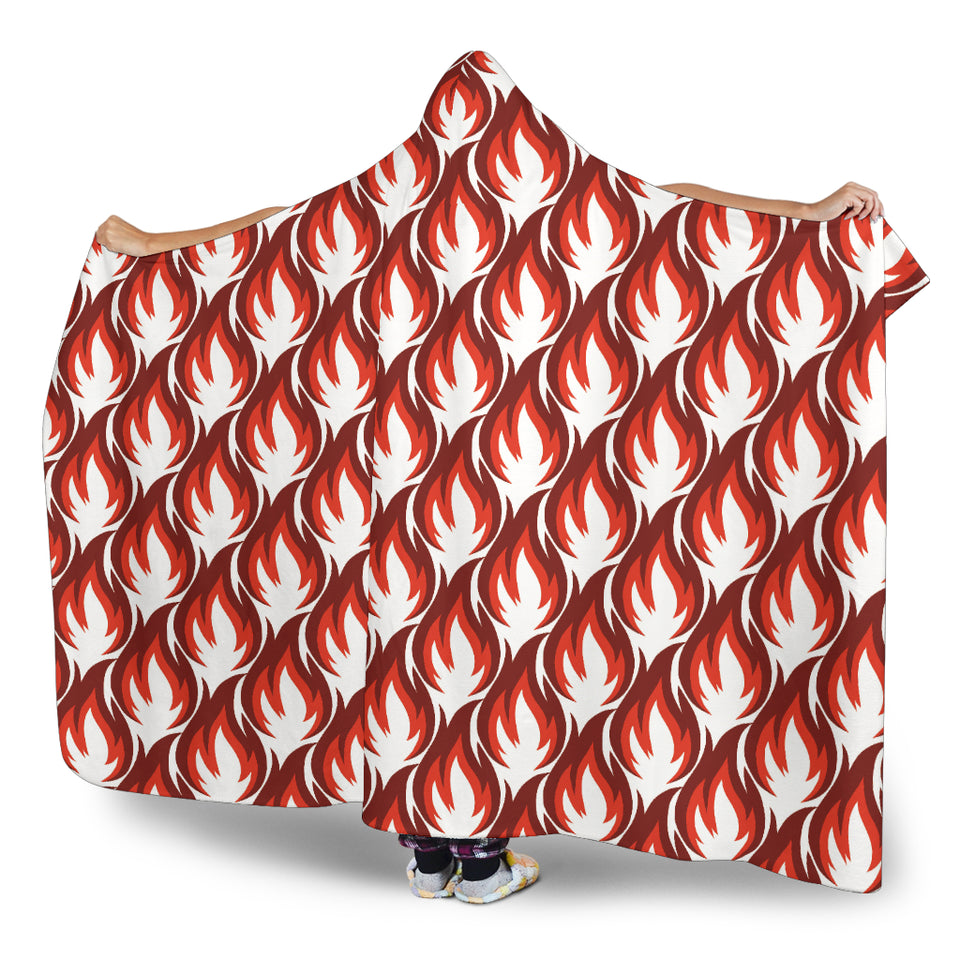 Fire Flame Symbol Design Pattern Hooded Blanket