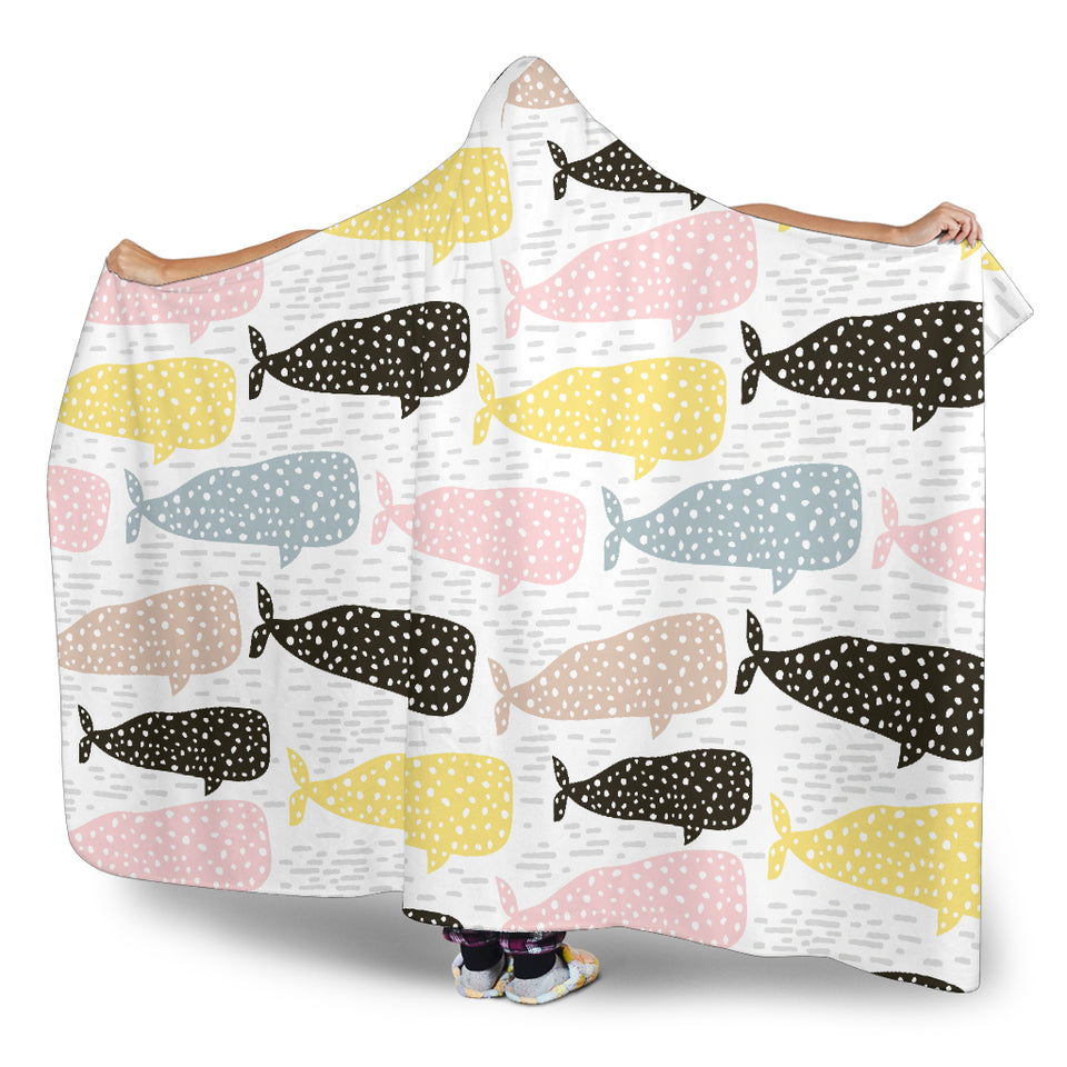 Whale Dot Pattern Hooded Blanket
