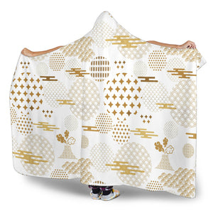 Beautiful Gold Japanese Pattern Hooded Blanket