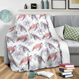 Watercolor Sea Turtle Jellyfish Pattern Premium Blanket