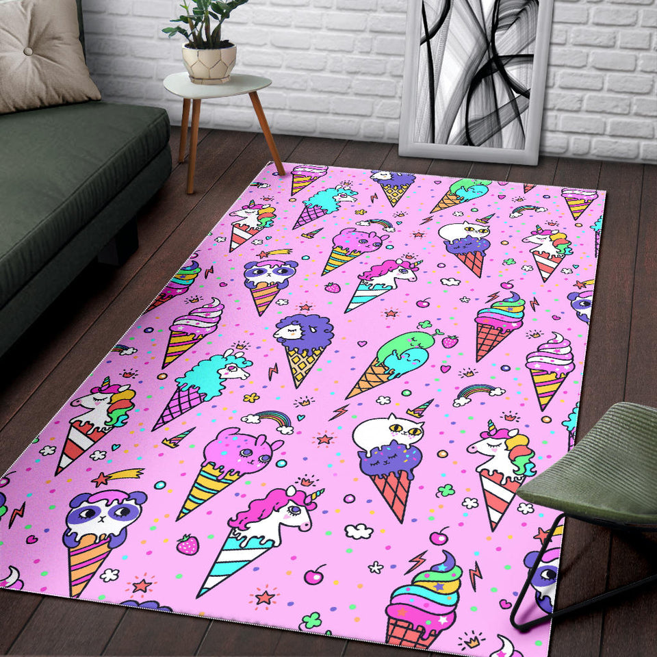 Cute Ice Cream Cone Animal Pattern Area Rug