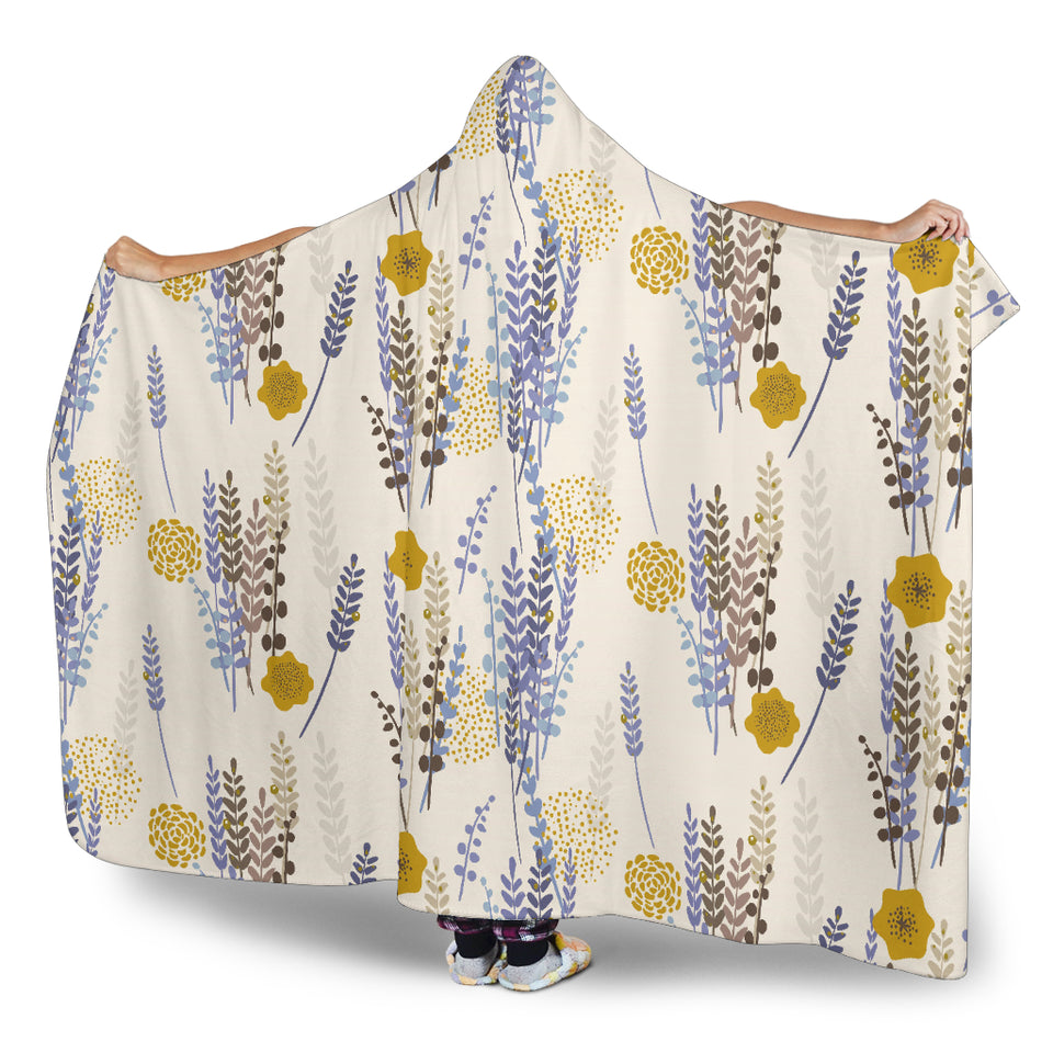 Lavender Modern Pattern Blackground Hooded Blanket