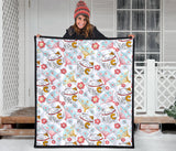 Maneki Neko Lucky Cat Fan Sakura Premium Quilt