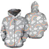 Cute Rainbow Clound Star Pattern Zip Up Hoodie
