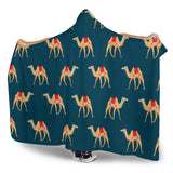 Camel Pattern Blue Blackground Hooded Blanket